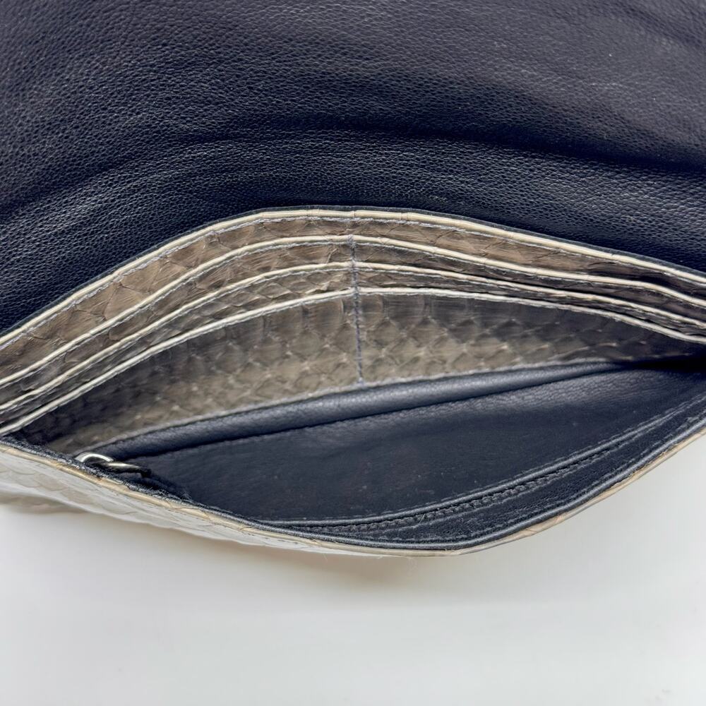 Vintage Python Snakeskin Olive Gray Wallet - image 6